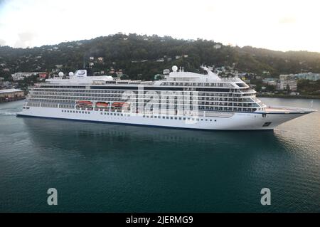 The Viking Sea a Passenger Cruise Liner Leaving Castries the Capital of the Eastern Caribbean Island of Saint Lucia. Stock Photo