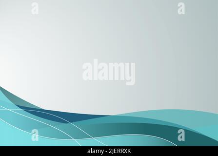 Background with wave lines and on a gray background with blue wavy lines Stock Vector