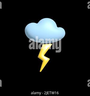 3d weather icon volumetric render with glossy sun cloud rain snow, elements for apps and social media. Stock Vector