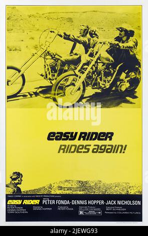 Easy Rider Vintage Film Poster - Easy Rider is a 1969 American independent road drama film starring  Peter Fonda, Dennis Hopper, and Terry Southern. Stock Photo
