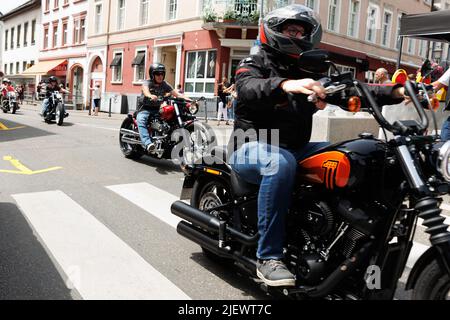 Magic Bikes Rudesheim, one of Europe's biggest Harley Davidson events in the Rhine Valley world heritage region. Harley & vintage bike rally, Germany Stock Photo