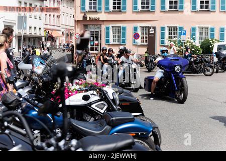 Magic Bikes Rudesheim, one of Europe's biggest Harley Davidson events in the Rhine Valley world heritage region. Harley & vintage bike rally, Germany Stock Photo