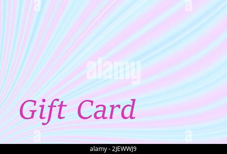 Gift card design with pinstripe pattern. Light blue, pink gradient. colored stripes. Abstract vector background. Elegant template for promotion. EPS10 Stock Vector