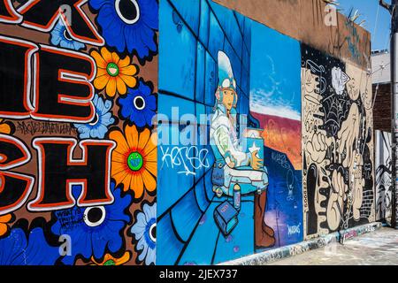 San Francisco,California,USA - July 3, 2014 : Murales in San Franciscoflowers Stock Photo