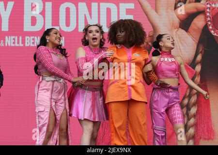 The cast of the musical Legally Blonde at West End Live in Trafalgar Square 2022. Stock Photo