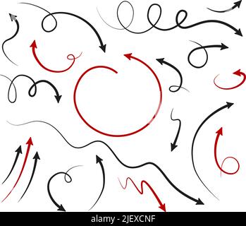 Big Set Arrows and directions signs. thin line with arrow. Stock Vector