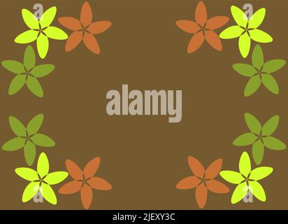 Flowers border over brown background Stock Vector