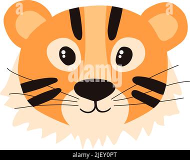 Vector hand drawn portrait of a cartoon tiger head Stock Vector