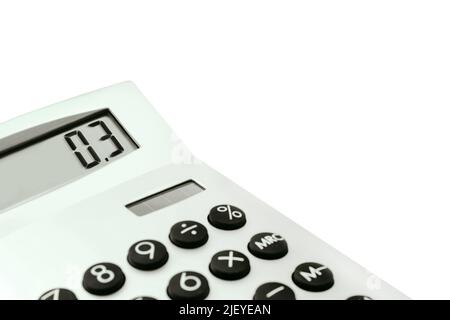 Calculator and 0,3 isolated on white background Stock Photo