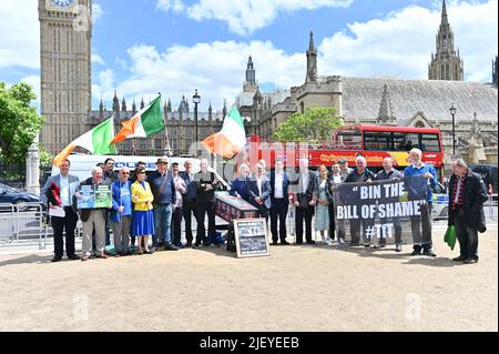 Parliament Square, London, UK, 28/06/2022, Irish community demo for Time for truth & time for Justice! no to Say NO to Britain’s “Bill of Shame”  to stop the Bloody Sunday victims to seek justice at Parliament Square, Westminster, London, UK. - 28 June 2022. Stock Photo