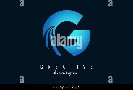 Creative letter G logo with leading lines and road concept design. Letter G with geometric design. Vector Illustration with letter and creative cuts a Stock Vector