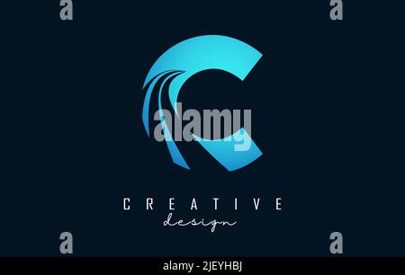 Creative letter B logo with leading lines and road concept design ...