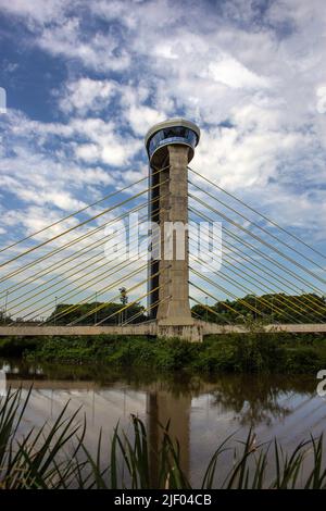 Salto, Sao Paulo, Brazil. March, 10, 2022. Viewpoint of Ponte Estaiada over the Tiete River. Stock Photo