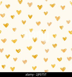 Seamless pattern with orange hearts. Template holiday vector illustration. Design for card, postcard, poster, print, banner. Cartoon colorful hearts Stock Vector