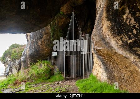 Gates to the Kings Cave on the Isle of Arran, Scotland Stock Photo