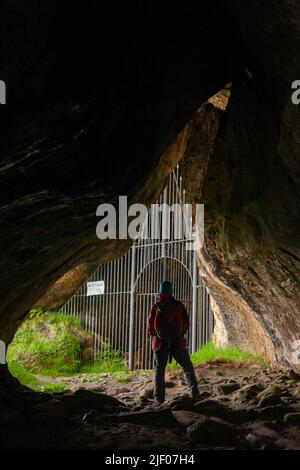 Gates to the Kings Cave on the Isle of Arran, Scotland Stock Photo