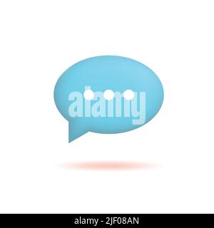3d social media notification, speech bubble with three white dots, ellipsis. Button isolated on white background, vector illustration Stock Vector