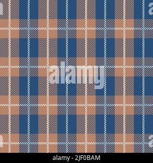 Blue and beige Scotland textile seamless pattern. Fabric texture check tartan plaid. Abstract geometric background for cloth, fabric. Monochrome Stock Vector