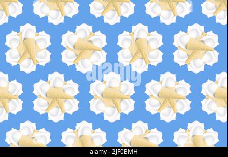 Seamless ice cream flowers pattern background. Stock Photo