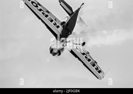 Special acrobatics plane in the sky show. Sukhoi Su-26 Stock Photo