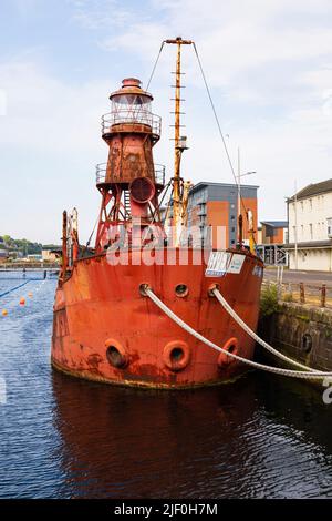 The old North Carr lightship, awaiting restoration. Victoria Dock, Dundee, Angus, Scotland Stock Photo