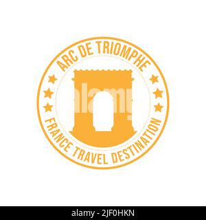 Circle rubber stamp with the text Arc De Triomphe travel destination written inside the stamp. France historical monument. France travel destination r Stock Vector