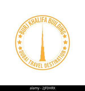 Rubber stamp with the text Burj Khalifa travel destination written inside the stamp. Time to travel. Dubai skylines travel destination grunge rubber s Stock Vector