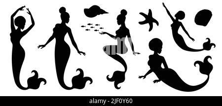 Vector illustration silhouettes of African woman with a tail.  Stock Vector