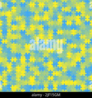 Seamless colorful pattern with puzzles, jigsaw, childrens pattern background Stock Vector
