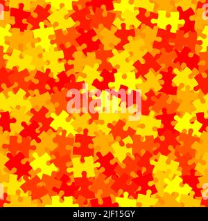 Red chaos puzzle background, banner, texture. Vector jigsaw section template Stock Vector