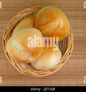 Wheat buns in the basket Stock Photo