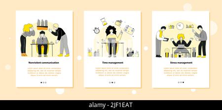 Soft skills banners web for business working, Collaboration, Decision making and Communication, Creativity, Management, EQ, Adaptability Stock Vector