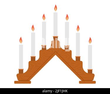 Advent lighting candle arches christmas. Vector illustration. Stock Vector