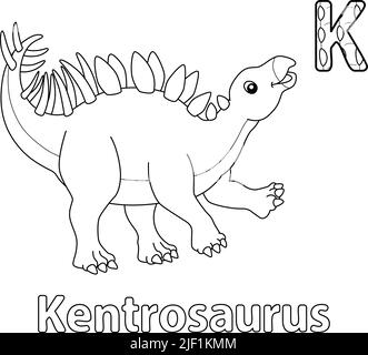Kentrosaurus Alphabet Dinosaur ABC Coloring Page K Stock Vector