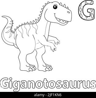 Giganotosaurus Alphabet ABC Coloring Page G Stock Vector