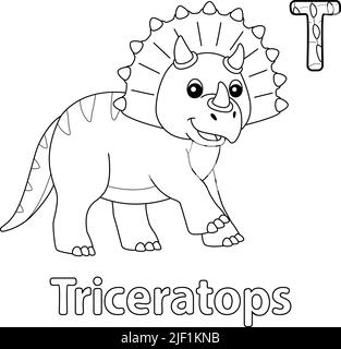 Triceratops Alphabet Dinosaur ABC Coloring Page T Stock Vector