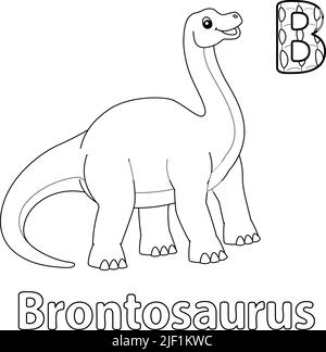 Brontosaurus Alphabet Dinosaur ABC Coloring Page B Stock Vector