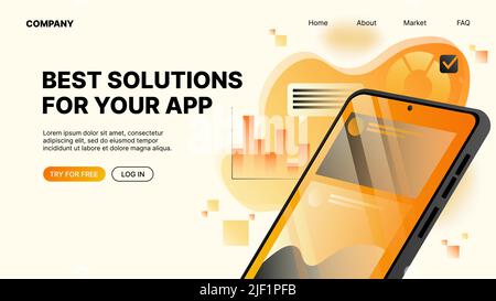 Best solutions for App Development. Horizontal Web Landing Page. Vector illustration Stock Vector