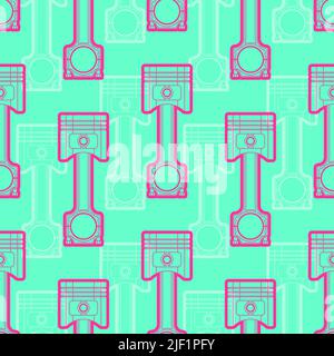 Engine piston pattern seamless. motorcycle pistons background. Car workshop texture Stock Vector