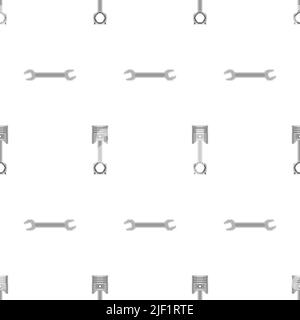 Engine piston and Wrench pixel art pattern seamless. 8 bit motorcycle pistons background. pixelated Car workshop texture Stock Vector