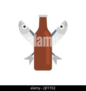 Beer and dry fish sign for alehouse. Beer house symbol logo. beery icon Stock Vector