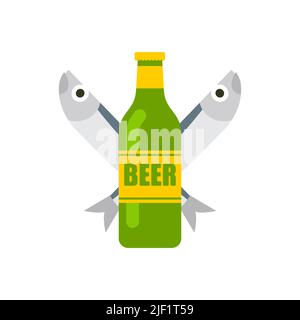 Beer and dry fish sign for alehouse. Beer house symbol logo. beery icon Stock Vector