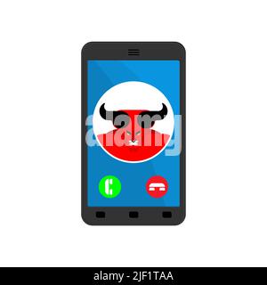 Call from devil. On smartphone, an incoming call from Satan Stock Vector