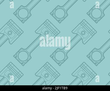 Engine piston pattern seamless. motorcycle pistons background. Car workshop texture Stock Vector