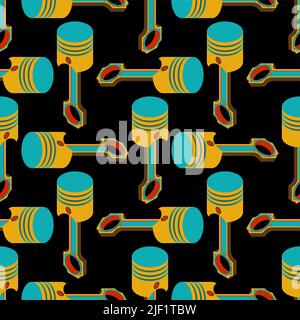 Engine piston pattern seamless. motorcycle pistons background. Car workshop texture Stock Vector