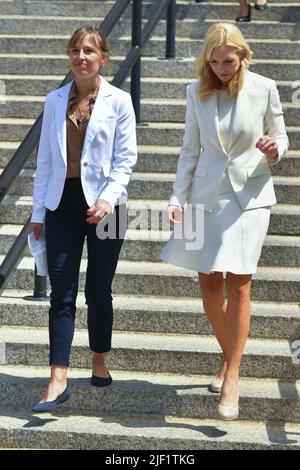 Annie Farmer, victim of Jeffrey Epstein, speaks during a press