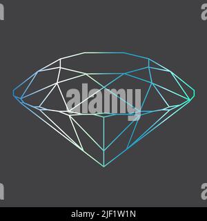 Vector luxury crystal diamond shape.Geometric Premium Glitter Icon, Polygon mosaic shape amethyst gem quartz stone line art style Stock Vector