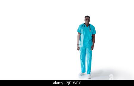 african-American doctor on a white background in full growth Stock Photo