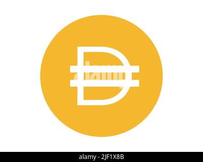 DAI currency Icon. Flat design. Concept of crypto currency and blockchain. Stock Vector