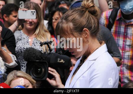Annie Farmer speaks after the sentencing of Ghislaine Maxwell infront